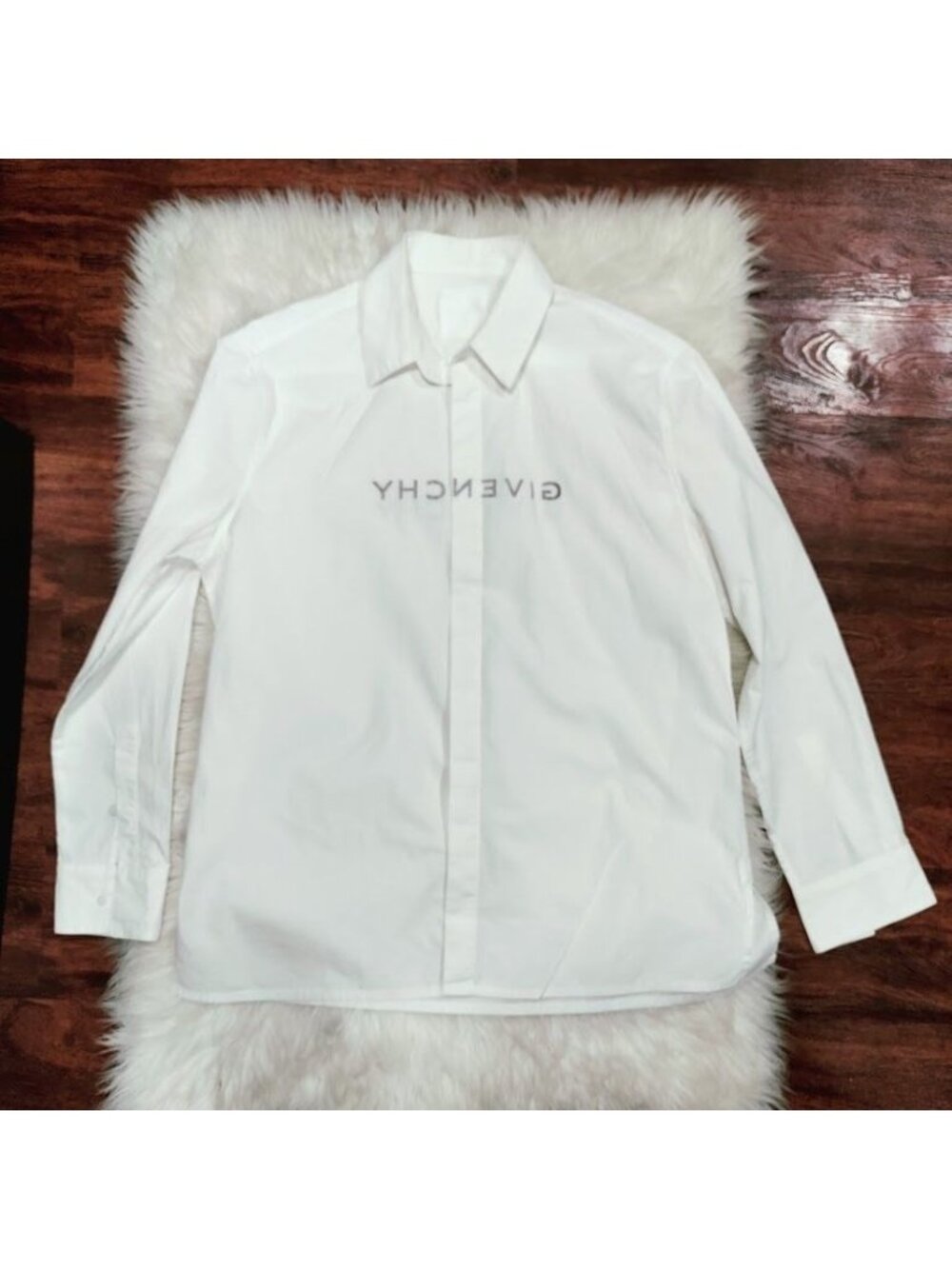 Givenchy Mens Classic Fit M White Cotton Button-Up Shirt With Logo Design - Picture 3 of 16